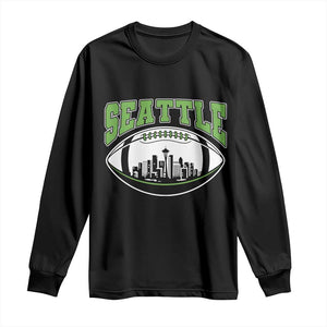 Seattle City Skyline Football Graphic Long Sleeve Shirt Sports Fan Game Day Pride TS02 Black Print Your Wear