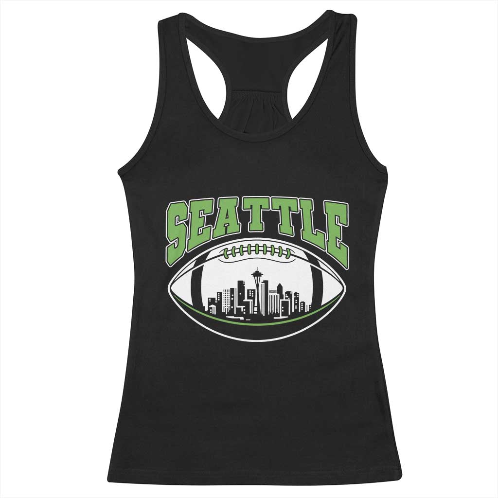 Seattle City Skyline Football Graphic Racerback Tank Top Sports Fan Game Day Pride TS02 Black Print Your Wear