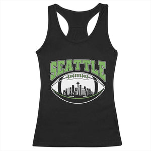 Seattle City Skyline Football Graphic Racerback Tank Top Sports Fan Game Day Pride TS02 Black Print Your Wear