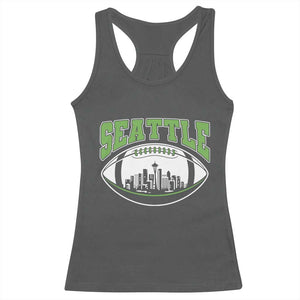 Seattle City Skyline Football Graphic Racerback Tank Top Sports Fan Game Day Pride TS02 Dark Heather Print Your Wear