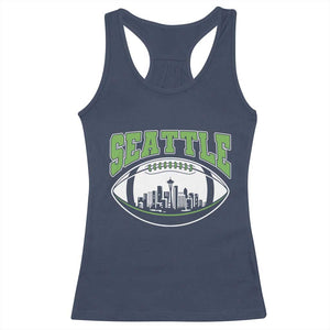 Seattle City Skyline Football Graphic Racerback Tank Top Sports Fan Game Day Pride TS02 Navy Print Your Wear