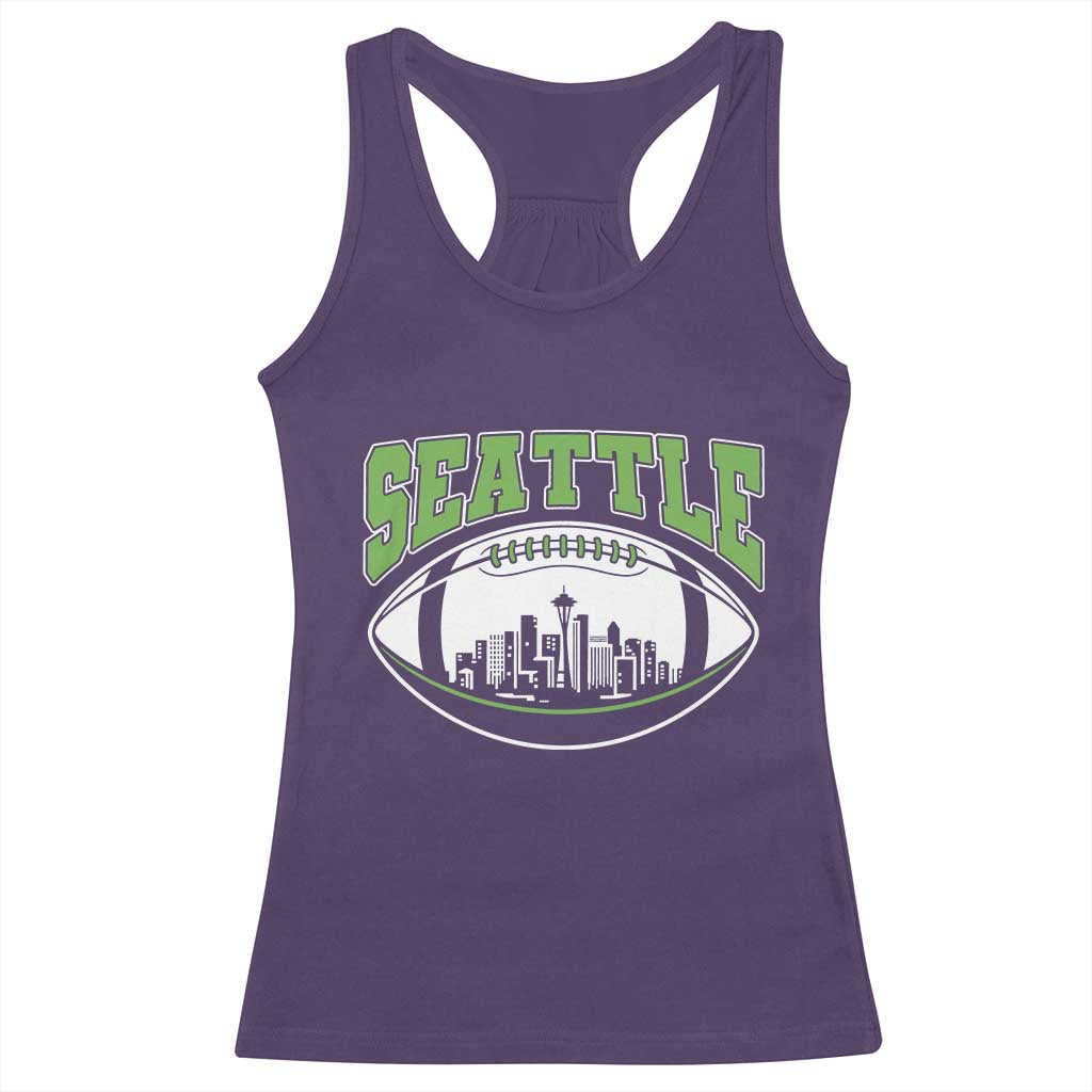 Seattle City Skyline Football Graphic Racerback Tank Top Sports Fan Game Day Pride TS02 Purple Print Your Wear