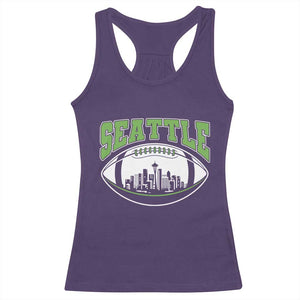 Seattle City Skyline Football Graphic Racerback Tank Top Sports Fan Game Day Pride TS02 Purple Print Your Wear