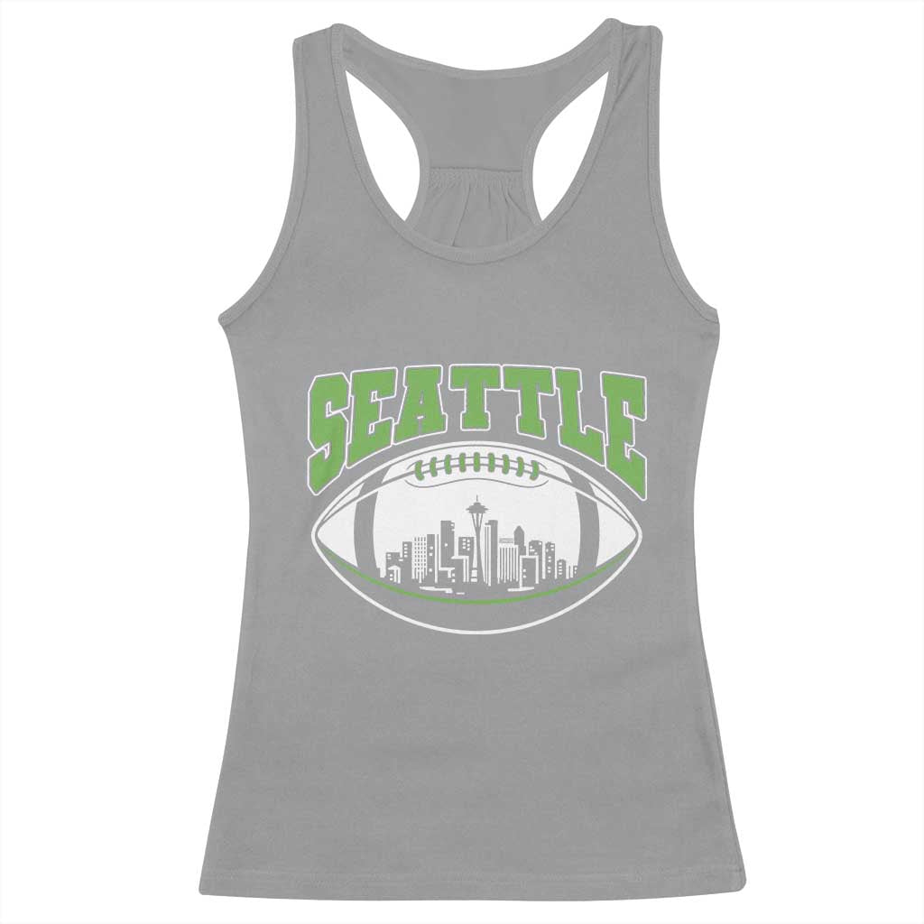 Seattle City Skyline Football Graphic Racerback Tank Top Sports Fan Game Day Pride TS02 Sport Gray Print Your Wear