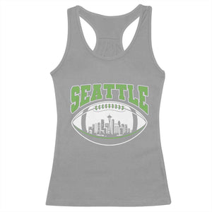 Seattle City Skyline Football Graphic Racerback Tank Top Sports Fan Game Day Pride TS02 Sport Gray Print Your Wear