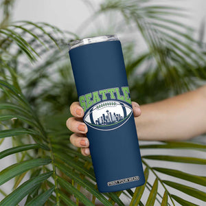 Seattle City Skyline Football Graphic Skinny Tumbler Sports Fan Game Day Pride TS02 Print Your Wear
