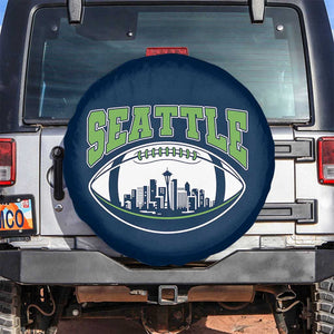 Seattle City Skyline Football Graphic Spare Tire Cover Sports Fan Game Day Pride TS02 No hole Navy Print Your Wear