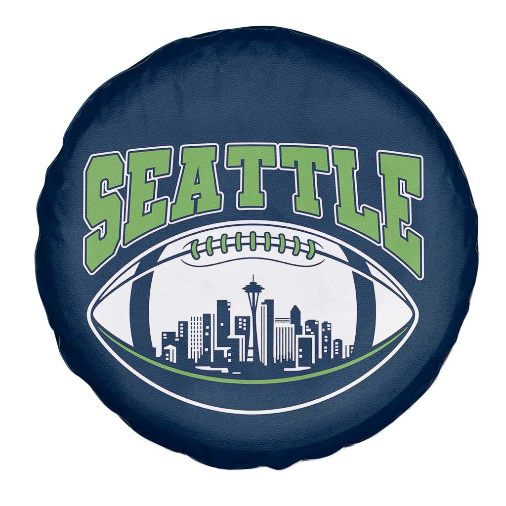 Seattle City Skyline Football Graphic Spare Tire Cover Sports Fan Game Day Pride TS02 Print Your Wear