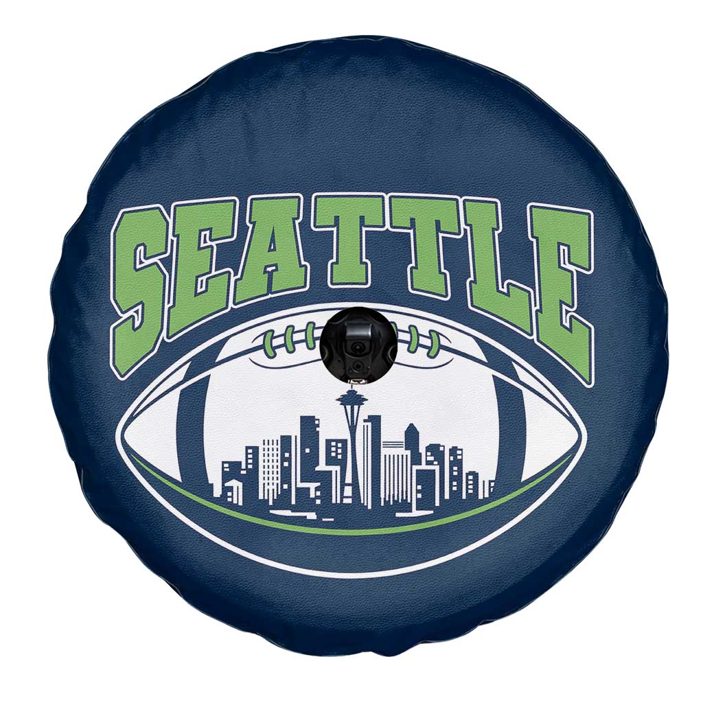 Seattle City Skyline Football Graphic Spare Tire Cover Sports Fan Game Day Pride TS02 Print Your Wear