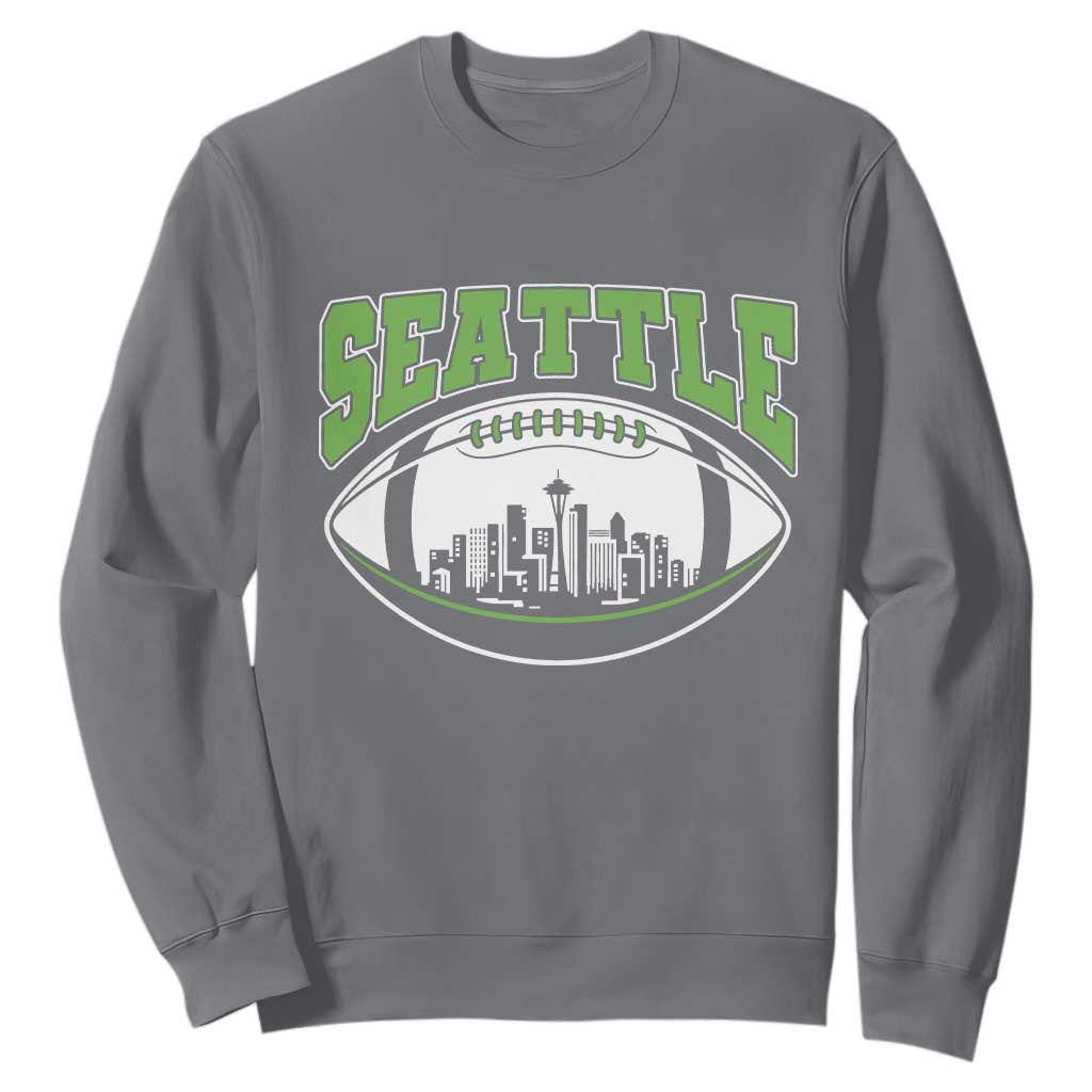 Seattle City Skyline Football Graphic Sweatshirt Sports Fan Game Day Pride TS02 Charcoal Print Your Wear