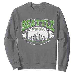 Seattle City Skyline Football Graphic Sweatshirt Sports Fan Game Day Pride TS02 Charcoal Print Your Wear