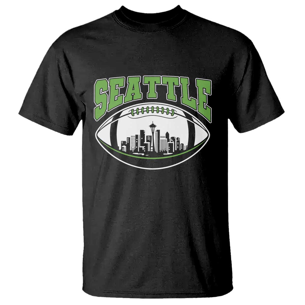 Seattle City Skyline Football Graphic T Shirt Sports Fan Game Day Pride TS02 Black Print Your Wear