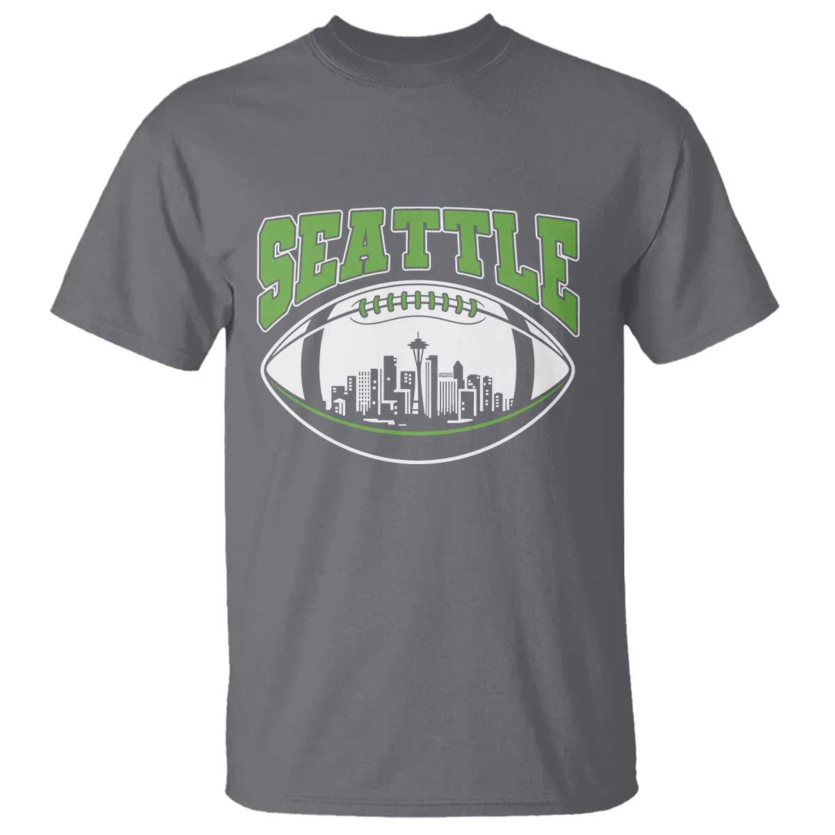 Seattle City Skyline Football Graphic T Shirt Sports Fan Game Day Pride TS02 Charcoal Print Your Wear