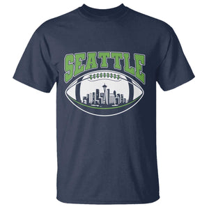 Seattle City Skyline Football Graphic T Shirt Sports Fan Game Day Pride TS02 Navy Print Your Wear