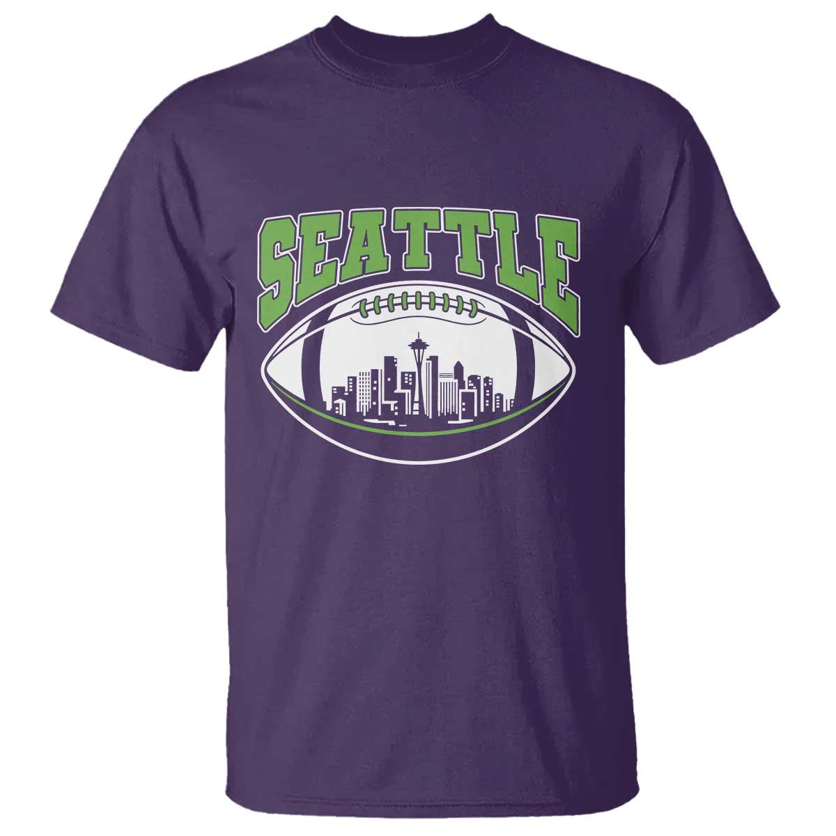 Seattle City Skyline Football Graphic T Shirt Sports Fan Game Day Pride TS02 Purple Print Your Wear