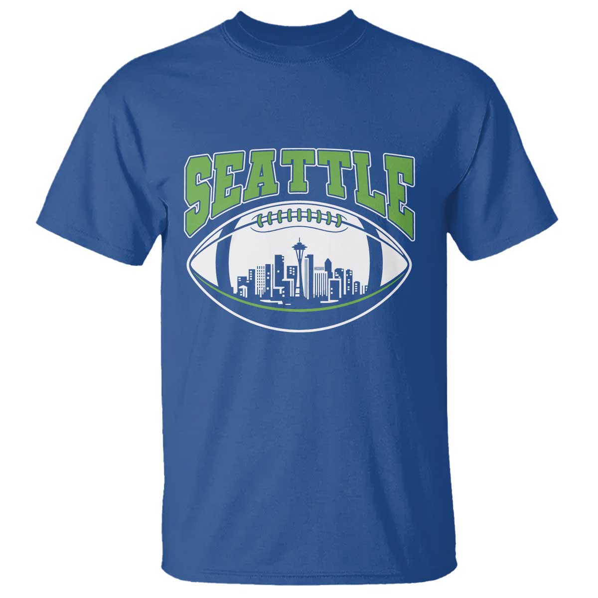 Seattle City Skyline Football Graphic T Shirt Sports Fan Game Day Pride TS02 Royal Blue Print Your Wear