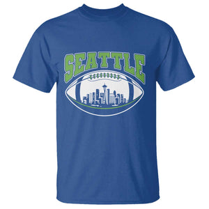 Seattle City Skyline Football Graphic T Shirt Sports Fan Game Day Pride TS02 Royal Blue Print Your Wear