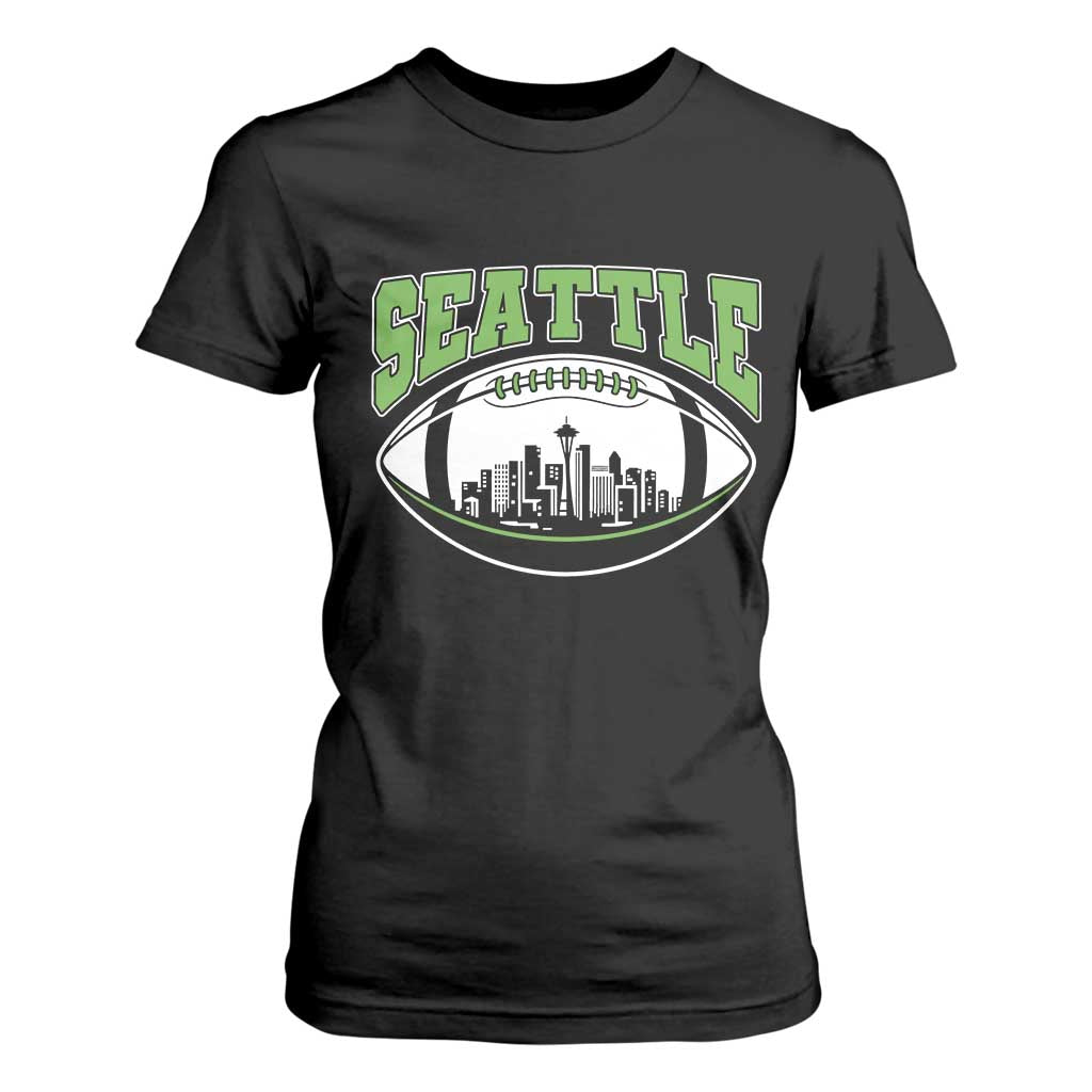 Seattle City Skyline Football Graphic T Shirt For Women Sports Fan Game Day Pride TS02 Black Print Your Wear