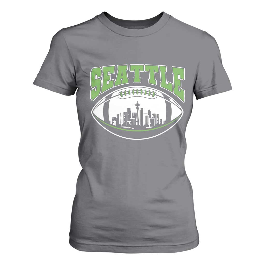 Seattle City Skyline Football Graphic T Shirt For Women Sports Fan Game Day Pride TS02 Charcoal Print Your Wear