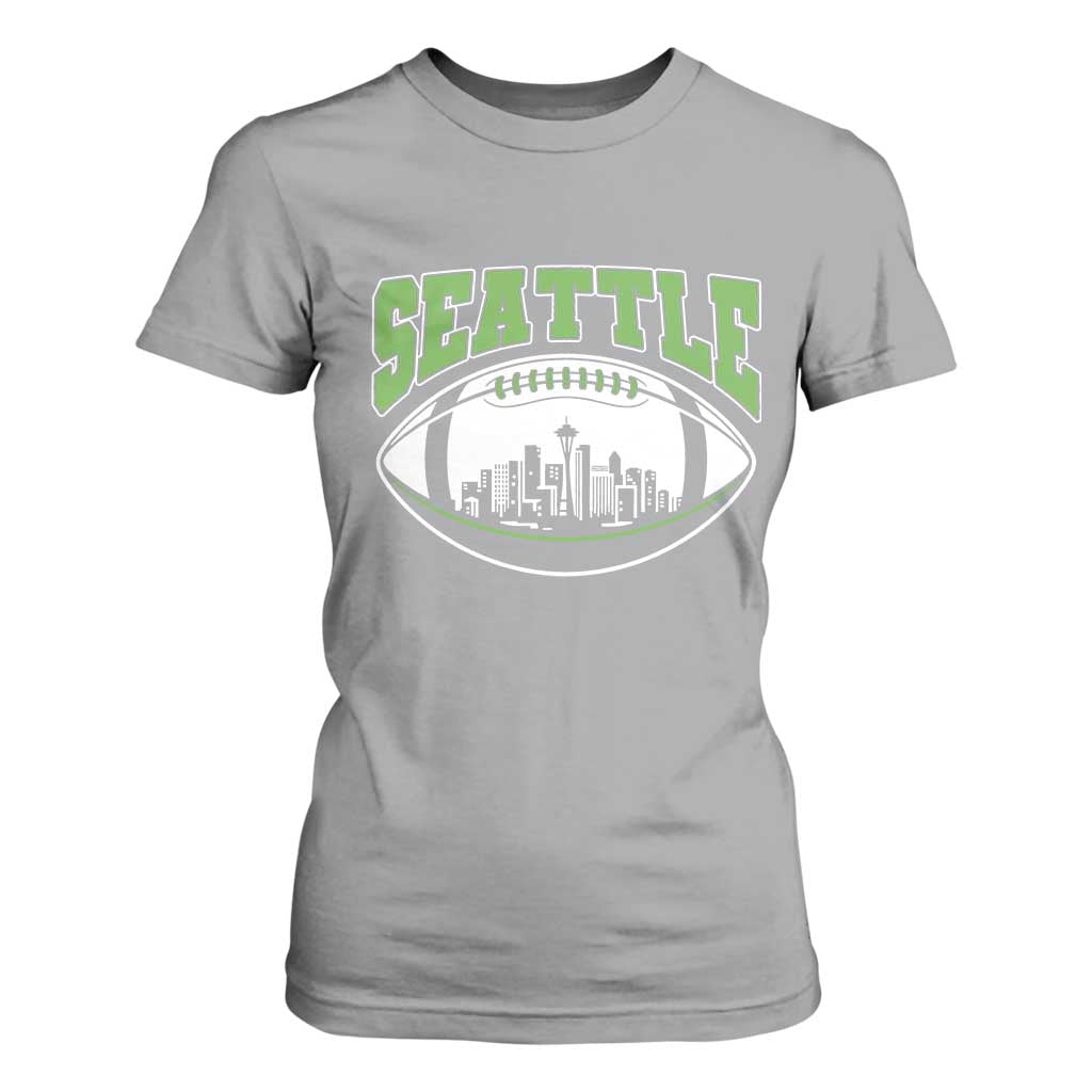 Seattle City Skyline Football Graphic T Shirt For Women Sports Fan Game Day Pride TS02 Sport Gray Print Your Wear