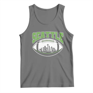 Seattle City Skyline Football Graphic Tank Top Sports Fan Game Day Pride TS02 Black Heather Print Your Wear