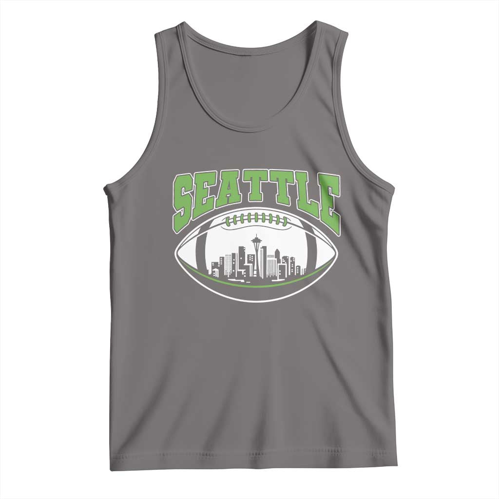 Seattle City Skyline Football Graphic Tank Top Sports Fan Game Day Pride TS02 Deep Heather Print Your Wear