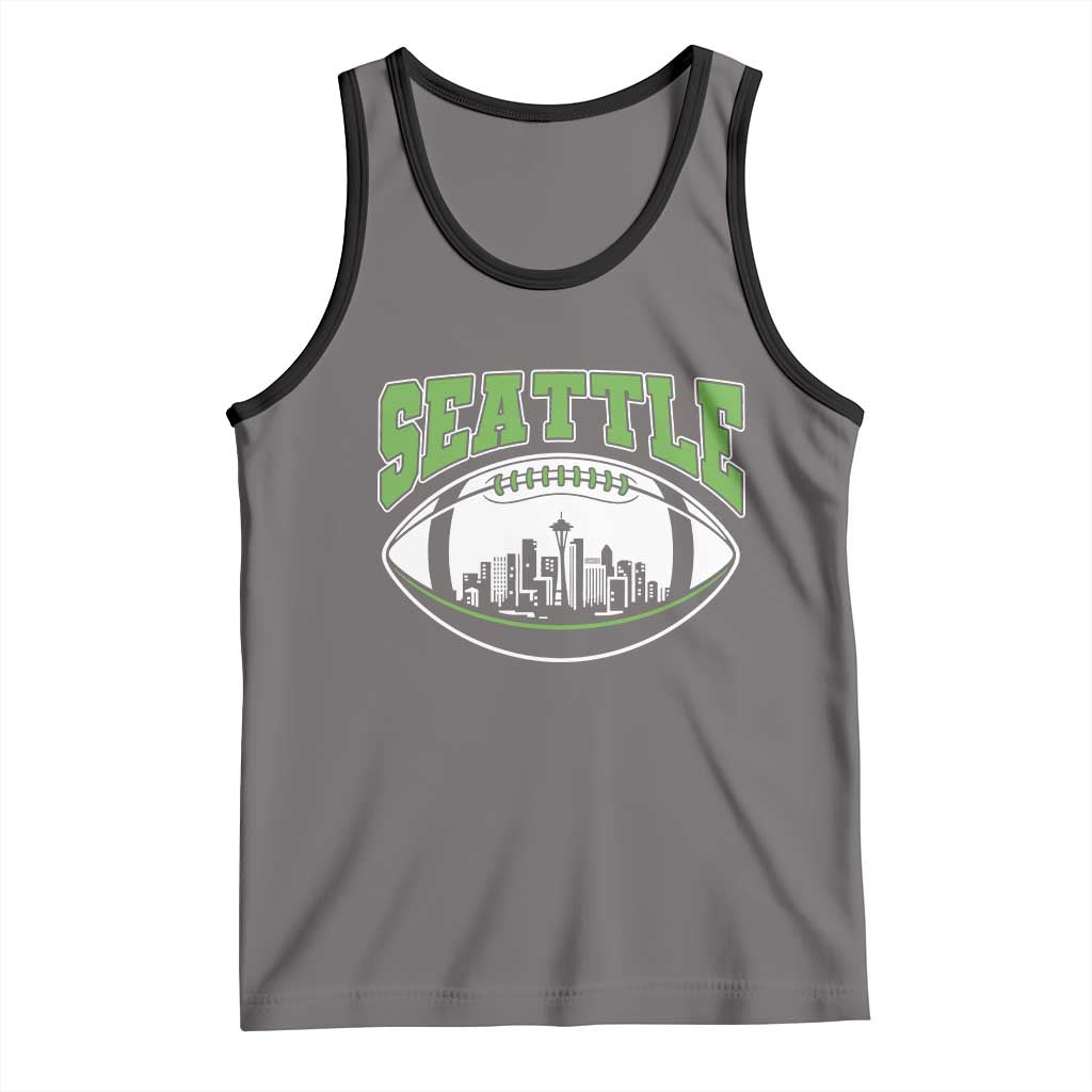 Seattle City Skyline Football Graphic Tank Top Sports Fan Game Day Pride TS02 Deep Heather Black Print Your Wear