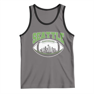 Seattle City Skyline Football Graphic Tank Top Sports Fan Game Day Pride TS02 Deep Heather Black Print Your Wear