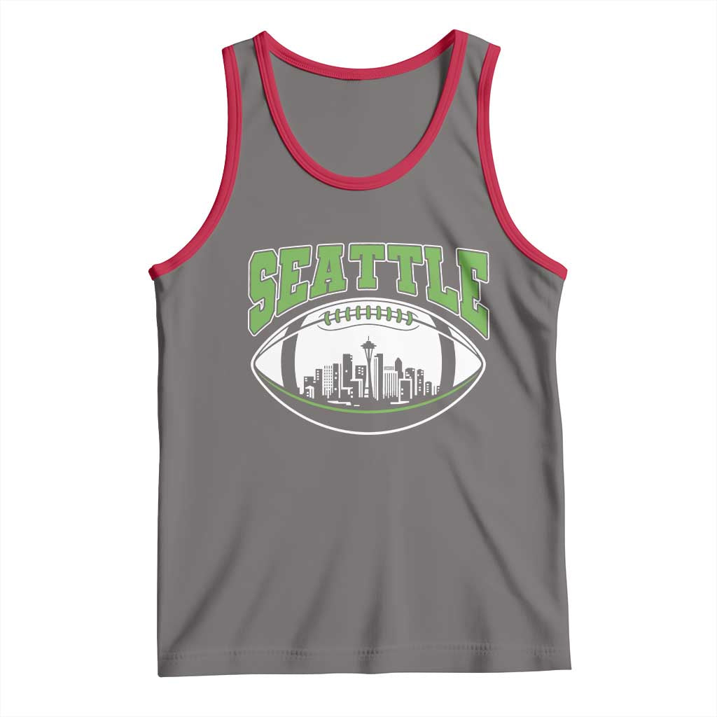 Seattle City Skyline Football Graphic Tank Top Sports Fan Game Day Pride TS02 Deep Heather Red Print Your Wear