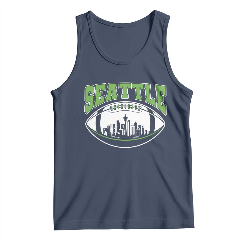 Seattle City Skyline Football Graphic Tank Top Sports Fan Game Day Pride TS02 Navy Print Your Wear