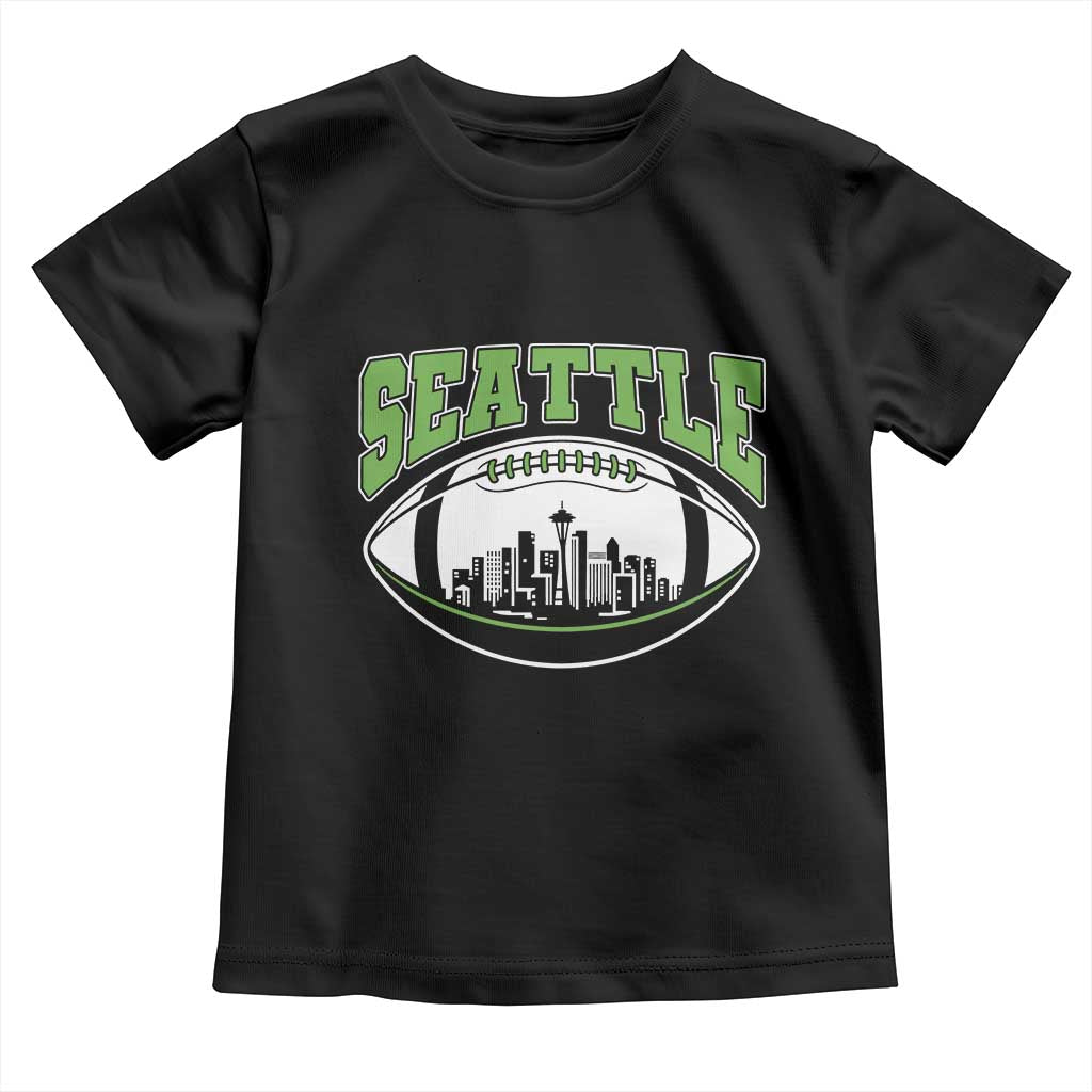 Seattle City Skyline Football Graphic Toddler T Shirt Sports Fan Game Day Pride TS02 Black Print Your Wear