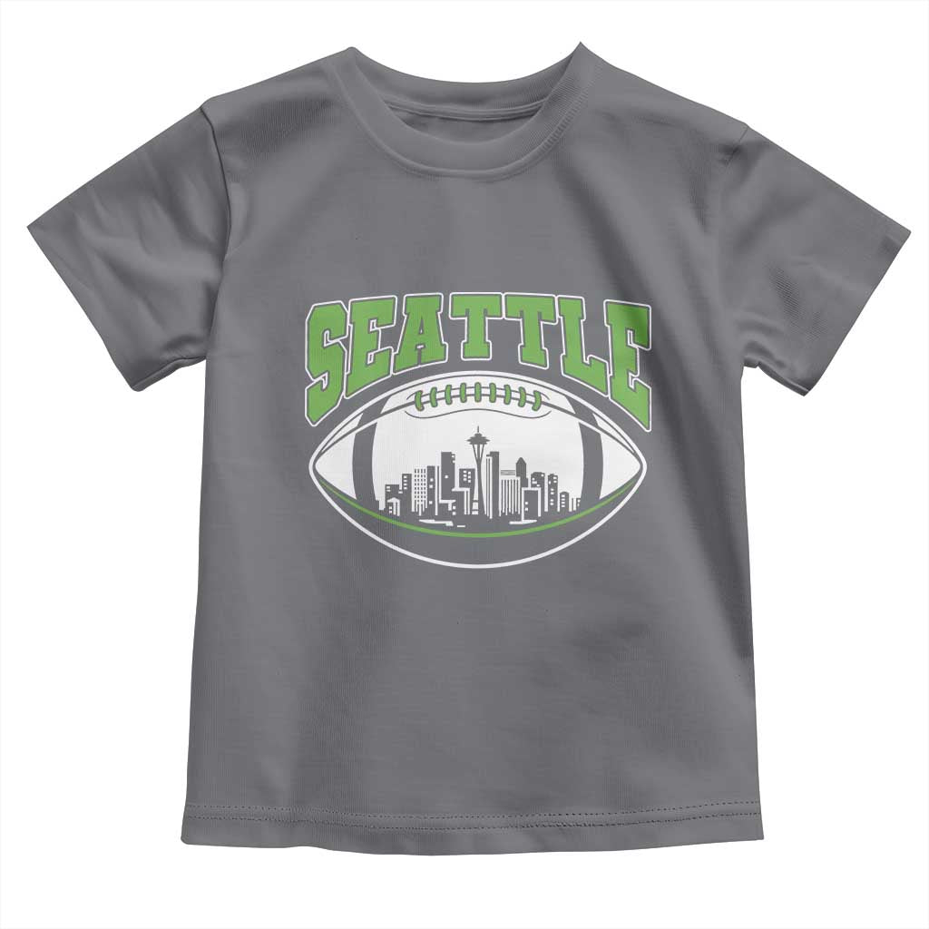 Seattle City Skyline Football Graphic Toddler T Shirt Sports Fan Game Day Pride TS02 Charcoal Print Your Wear