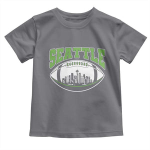 Seattle City Skyline Football Graphic Toddler T Shirt Sports Fan Game Day Pride TS02 Charcoal Print Your Wear
