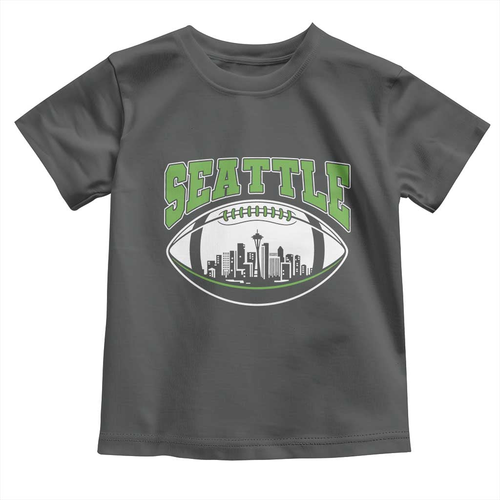 Seattle City Skyline Football Graphic Toddler T Shirt Sports Fan Game Day Pride TS02 Dark Heather Print Your Wear