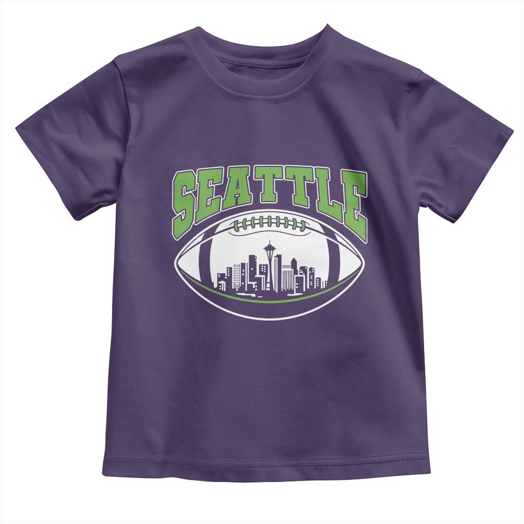 Seattle City Skyline Football Graphic Toddler T Shirt Sports Fan Game Day Pride TS02 Purple Print Your Wear