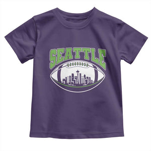 Seattle City Skyline Football Graphic Toddler T Shirt Sports Fan Game Day Pride TS02 Purple Print Your Wear