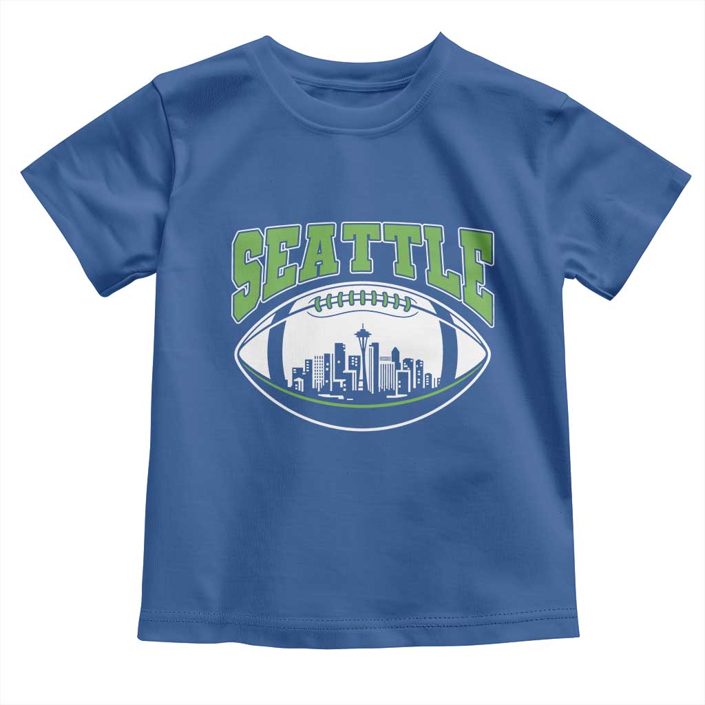 Seattle City Skyline Football Graphic Toddler T Shirt Sports Fan Game Day Pride TS02 Royal Blue Print Your Wear
