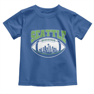 Seattle City Skyline Football Graphic Toddler T Shirt Sports Fan Game Day Pride TS02 Royal Blue Print Your Wear