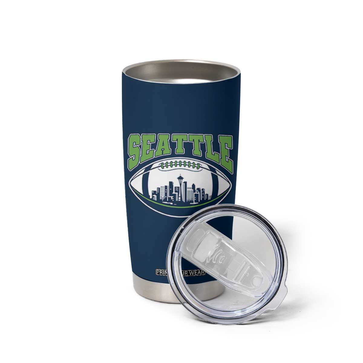 Seattle City Skyline Football Graphic Tumbler Cup Sports Fan Game Day Pride TS02 Print Your Wear