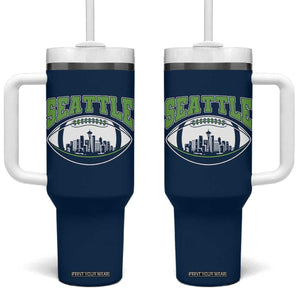 Seattle City Skyline Football Graphic Tumbler With Handle Sports Fan Game Day Pride TS02 One Size: 40 oz Navy Print Your Wear
