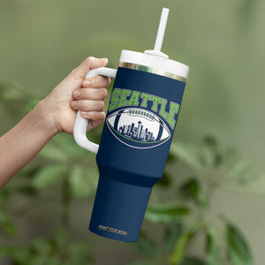 Seattle City Skyline Football Graphic Tumbler With Handle Sports Fan Game Day Pride TS02 Print Your Wear