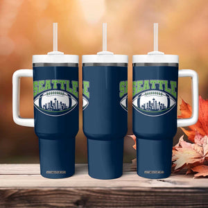 Seattle City Skyline Football Graphic Tumbler With Handle Sports Fan Game Day Pride TS02 Print Your Wear