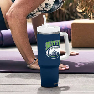 Seattle City Skyline Football Graphic Tumbler With Handle Sports Fan Game Day Pride TS02 Print Your Wear
