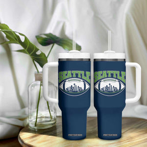 Seattle City Skyline Football Graphic Tumbler With Handle Sports Fan Game Day Pride TS02 Print Your Wear