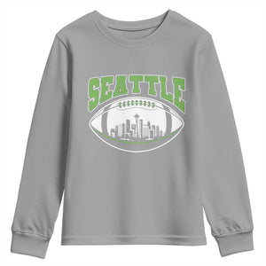 Seattle City Skyline Football Graphic Youth Sweatshirt Sports Fan Game Day Pride TS02 Sport Gray Print Your Wear