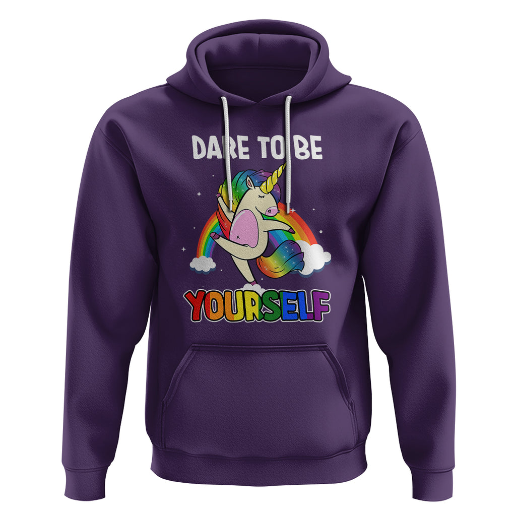 LGBT Cute Unicorn Hoodie Dare To Be Yourself LGBTQ Gay Pride Flag Rainbow TS02 Purple Printyourwear
