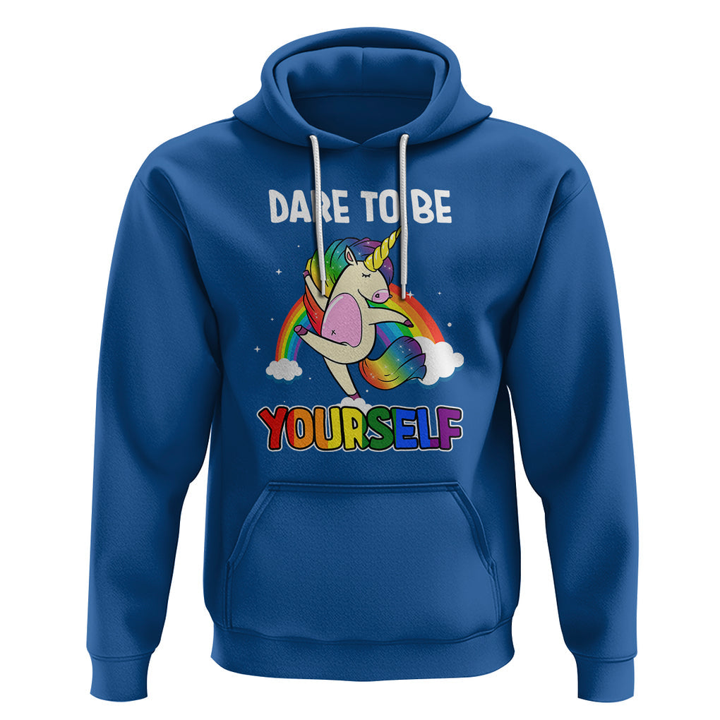 LGBT Cute Unicorn Hoodie Dare To Be Yourself LGBTQ Gay Pride Flag Rainbow TS02 Royal Blue Printyourwear