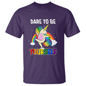 LGBT Cute Unicorn T Shirt Dare To Be Yourself LGBTQ Gay Pride Flag Rainbow TS02 Purple Printyourwear
