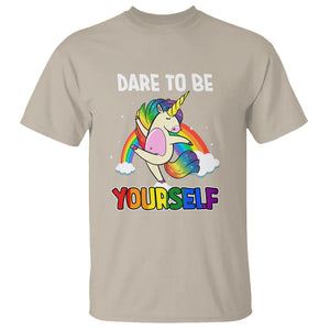 LGBT Cute Unicorn T Shirt Dare To Be Yourself LGBTQ Gay Pride Flag Rainbow TS02 Sand Printyourwear