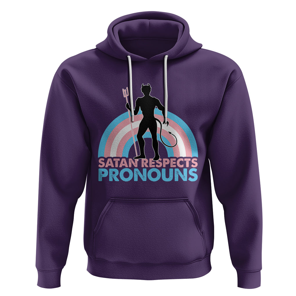 Satan Respects Pronouns Hoodie Transgender Pride Flag Devil Protect Trans Kids TS02 Purple Printyourwear